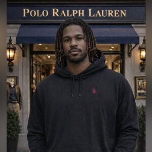 Polo by Ralph Lauren Black Hoodie shirt with Red Pony Embroidery